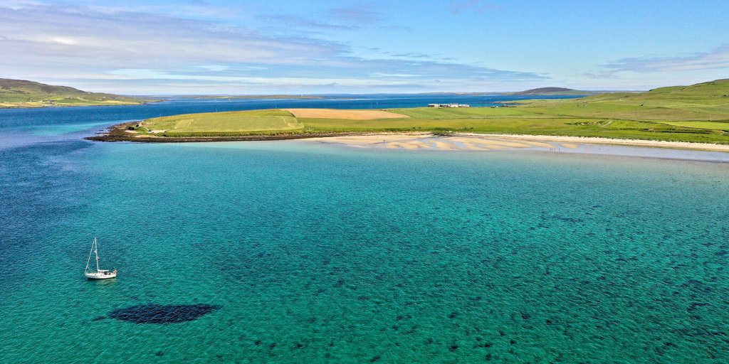 View of Aikerness beach, Orkney