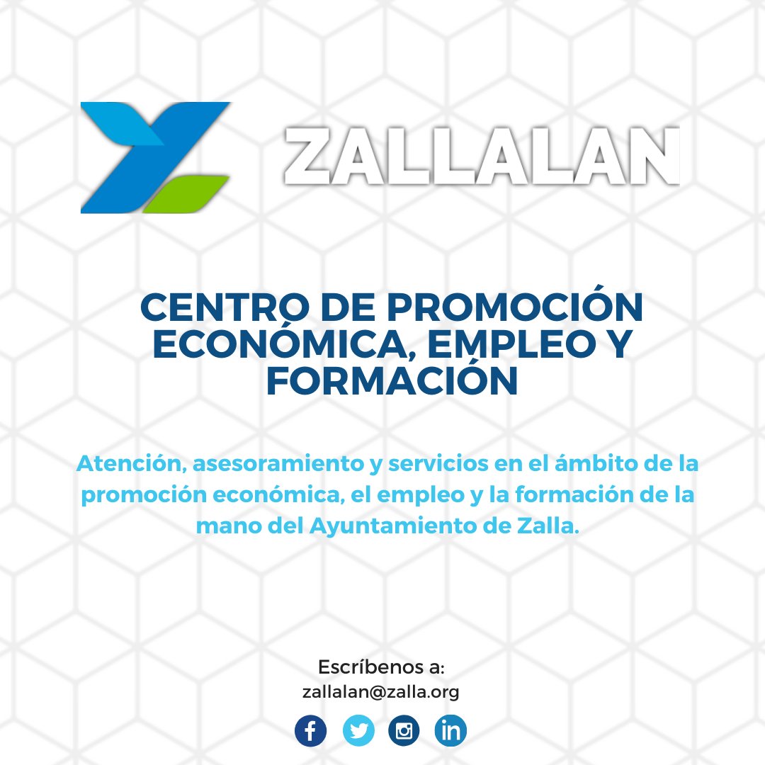 Zallalan's tweet photo. ⚪️🔵 ZALLAN ⚪️🔵
Atención, asesoramiento y servicios en el ámbito de la promoción económica, el #empleo y la #formación de la mano del Ayuntamiento de #Zalla.
---> https://t.co/5StTsr6qLX
#cursos #trabajo #lanbide #BuscarEmpleo #CV #AccionesFormativas #Subvenciones https://t.co/gntW0s2tlU