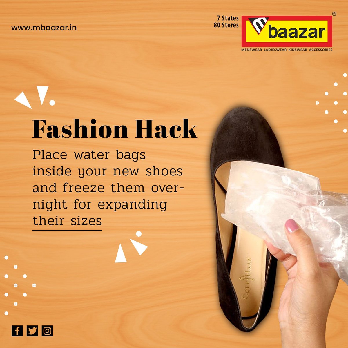 Metroretail's tweet photo. Here's a quick hack for expanding your shoes at home !
#MBaazar #FashionHack #DIY #ShoeHack #Fashion #Style #Shoes #MensWear #LadiesWear #Accessories #Like #Share https://t.co/DJpBMJ33PW