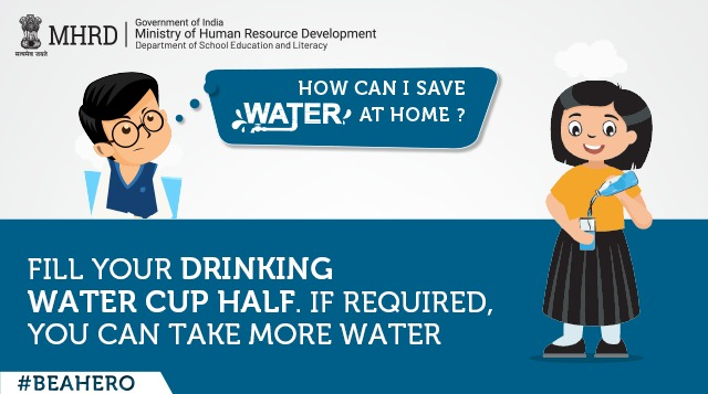 EduMinOfIndia's tweet photo. Here is another idea for you on how you can save water at Home?
Fill your Drinking Water Cup half. If required, you can take more water.
#BeAHero #SaveWater #OneStudentOneLitre https://t.co/EK2Co4npMK
