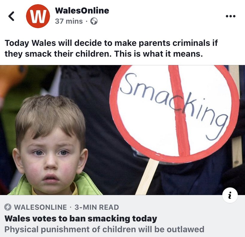 Misleading headline <a href="/WalesOnline/">WalesOnline 🏴󠁧󠁢󠁷󠁬󠁳󠁿</a>. Don’t contribute to people being misinformed. This isn’t about “smacking”. It’s child protection &amp; bringing the law in line with adults’ protections.

Change your headline &amp; help educate people. Let’s have an informed debate?