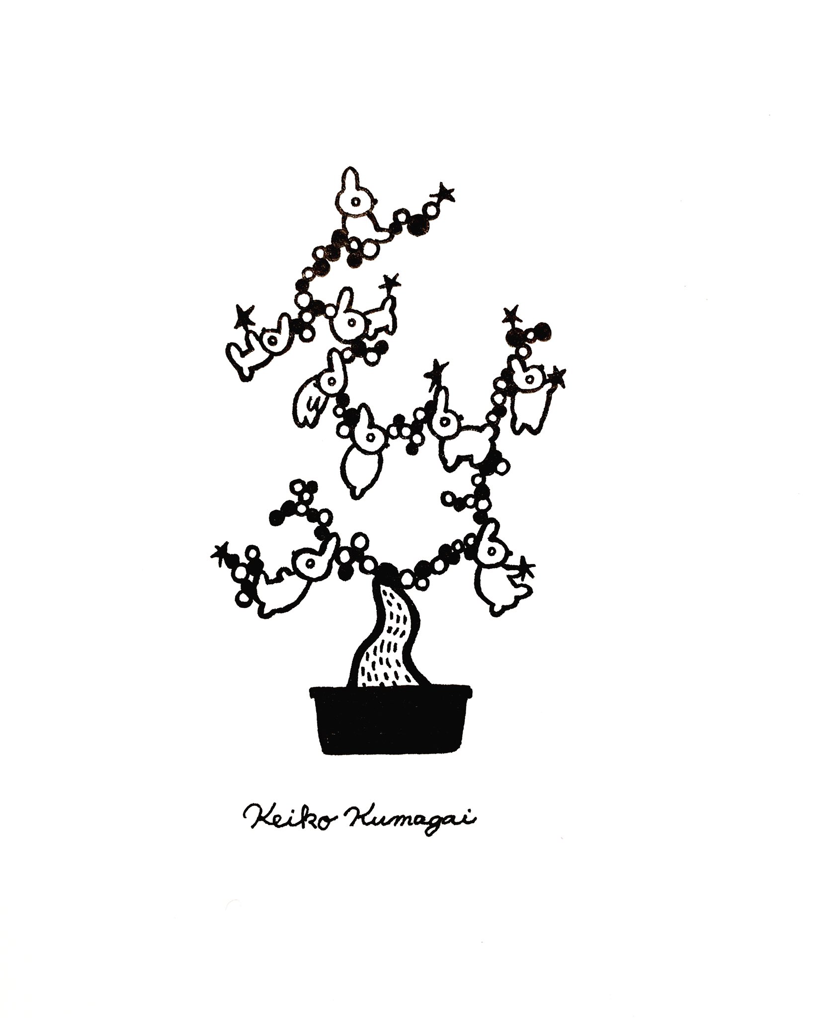 クマガイケイコ うさぎ盆栽 Rabbit Bonsai 落書き イラスト モノクロ ペン画 下書きなしの一発描き ハガキサイズの絵 Illustration Art Tartle Home うさぎ 盆栽 Bonsai T Co Ntpepoq4t4 Twitter