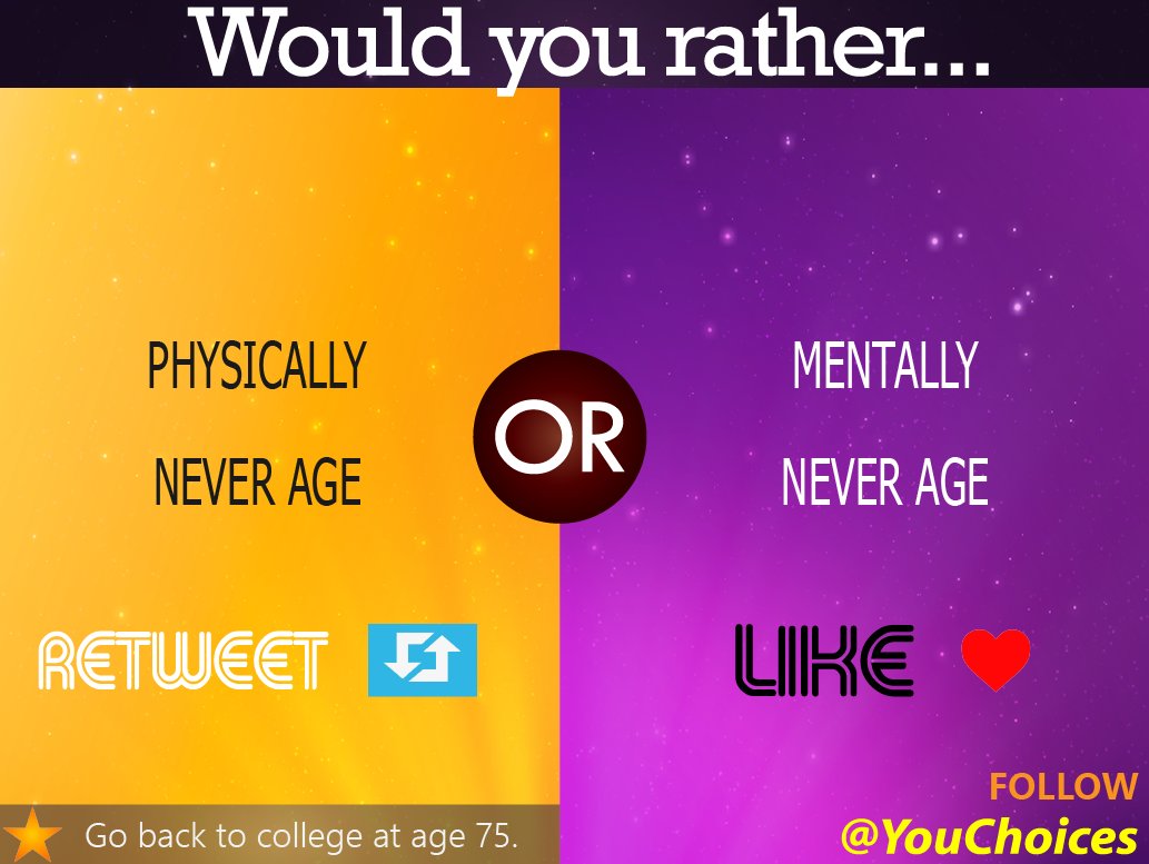 YouChoices's tweet photo. Physically or mentally? https://t.co/7MIBVEVZlz