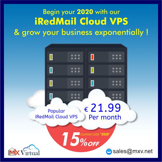 #MXVirtual's
✅mxv.net Now get 15% Off on your first billing 
and 15% life time off for Dedicated servers
#iRedmaildedicatedserver #iRedmail #zimbradedicatedserver #zimbra #managedzimbravps