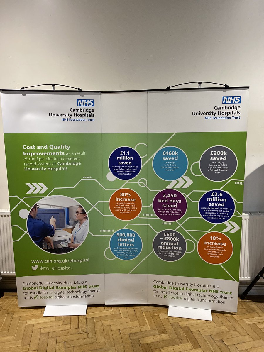 my_eHospital's tweet photo. Set up and ready to welcome 120+ visitors from across the #NHS to @CUH_NHS @himsseurope #DMSeries sharing insights on digital maturity https://t.co/46D1PyI95t
