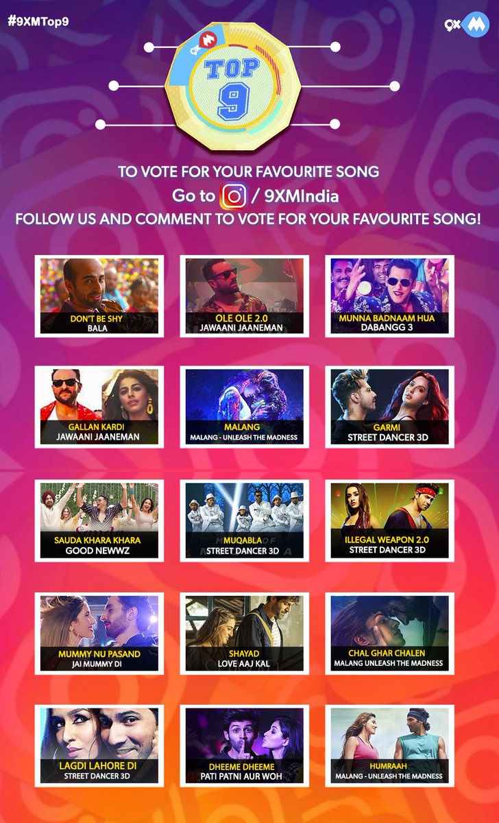 9xmHaqSe's tweet photo. It's time to select your 9XM Top 9.
Follow us on #Instagram and comment to vote for your favorite song using #9XMTop9!

Click to comment: https://t.co/q4KyckXjI4 https://t.co/C8kjAr1R4r