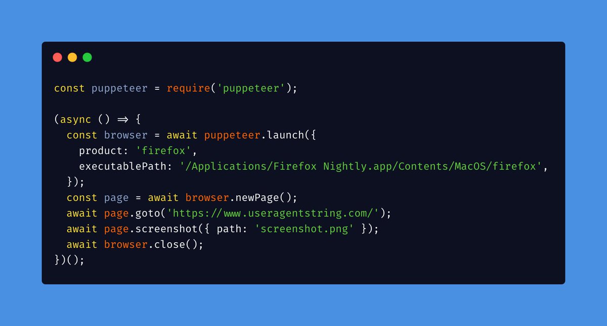 `puppeteer.launch` now accepts a `product` option which can be set to `'firefox'`.