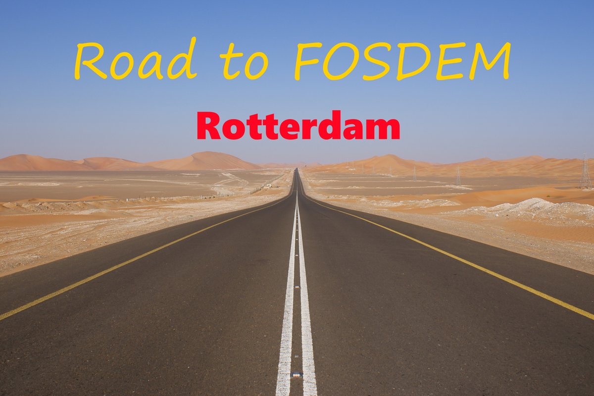 Picture of a desert road, referring to the road to FOSDEM.