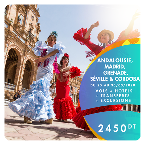 mytunisie's tweet photo. Andalousie, Madrid, Grenade, Séville &amp; Cordoue - 
Voyage 25 au 30 Mars 2020 - Vacances Mars 2020 - 
05 Nuits / 06 Jours à 2450 dt (possible par facilité)
Pour réserver en ligne ➡ https://t.co/Oyw5EkML1u
Info 94 686 940 / 71 798 644 💻 https://t.co/iELCeLmDgt https://t.co/rlsuuY26ut