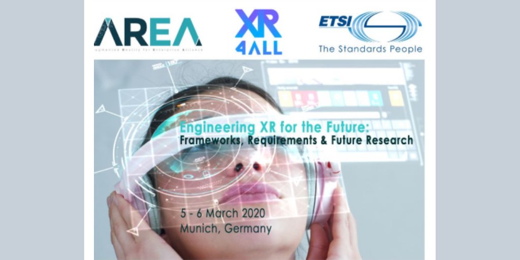 theAREAorg's tweet image. #EngineeringXR for the future will be of interest to engineers, researchers and business analysts supporting #XR deployments, XR experience, developers, solution providers, network service providers, standards organizations and government agencies. ow.ly/1Wpz30q9Xfs