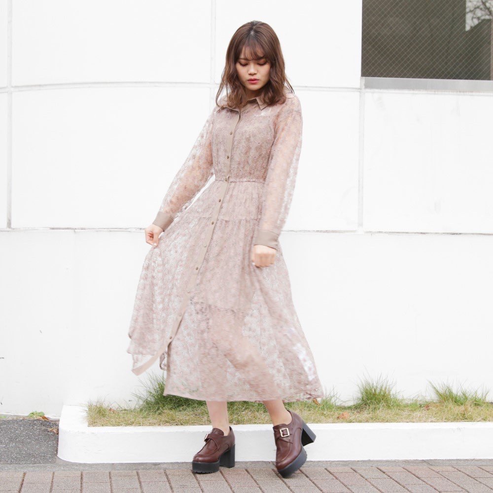 ট ইট র Dazzlin渋谷109店 ꉂ 春先取りワンピース オーガンジーレース襟付ワンピース Price 15 000 Tax Size F オーガンジーレースに襟付きで いつもと違う大人っぽさアピール 柔らかい質感で着ていて 気分も上がる1枚になっています