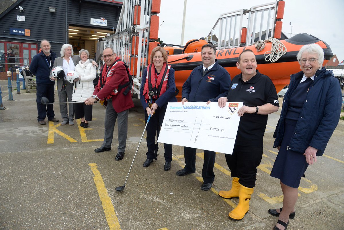 RNLI_Whitstable's tweet photo. Canterbury Golf Club ladies and senior sections got into the swing of things and have raised a total of £7000 for the Whitstable RNLI Lifeboat, with members visiting the station on Friday for a tour and cheque presentation.
https://t.co/22df9AfiaL https://t.co/eI5HRul5Tr