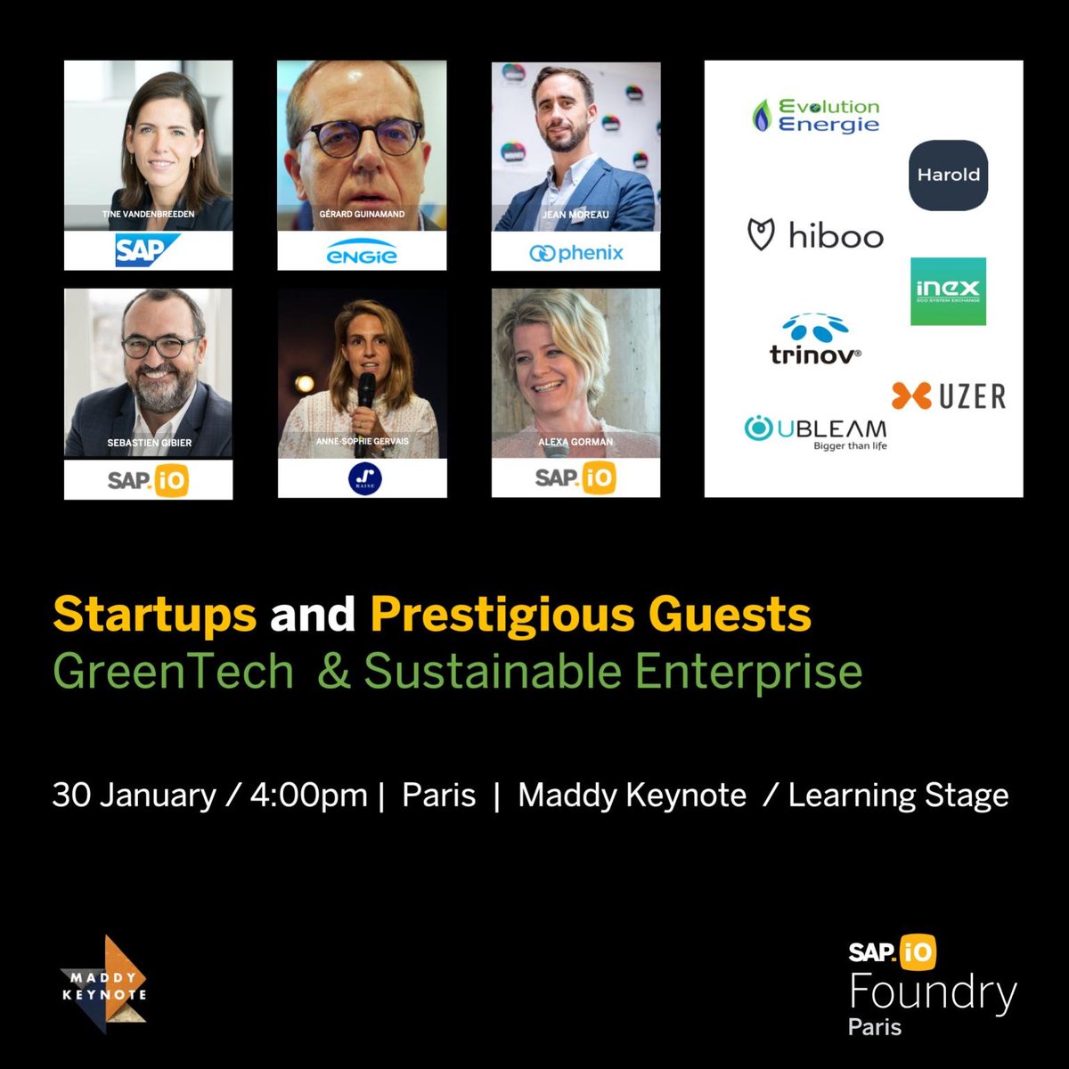 Cette semaine au <a href="/104paris/">CENTQUATRE-PARIS</a> c'est la #MaddyKeynote, le rassemblement inspirant des #entrepreneurs qui portent l’#innovation en 🇫🇷 
+ de 10 000 participants réunis autour thème des Mutations dans les domaines du Vivant et des Territoires
…oparisdemodaygreentech.splashthat.com
#MaddyKeynote2020