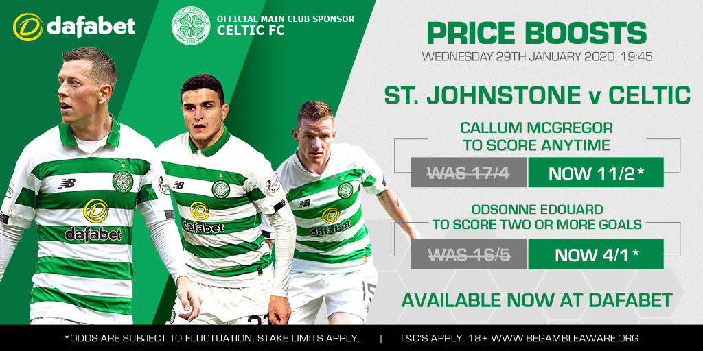 Dafabet's tweet photo. ⚽️ St. Johnstone v @CelticFC
🏆 #SPFL
🕓 19:45
🎰 For all the #CelticFC odds & #Priceboosts visit 👉https://t.co/Y0af2bbp7y
🔞+ https://t.co/J7NG6BWiUd
*T&C's apply 👉 https://t.co/fngpaxHbRJ
#JONCEL https://t.co/7ytooeTu6u