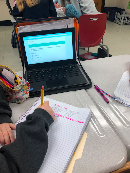 Ms_DiVito's tweet photo. My detectives are hard at work to solve these murder mysteries! Can you spot the familiar face?? #SaveMrSuminski #chapterreview #teamwork
#d57learns #digitald57 https://t.co/3EGsZJ9psW