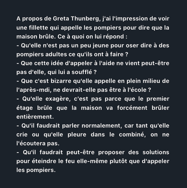 J_Savioz's tweet photo. Tout est dit. @GretaThunberg #ClimateStrike https://t.co/dL2vmenGWU