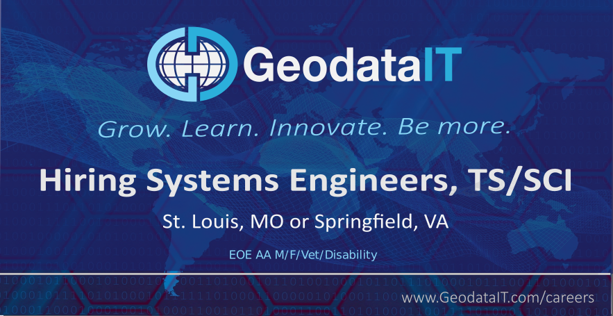 GeodataIT's tweet photo. Who is ready to step up to a new way of doing things? Work where YOUR role in the mission and culture matters. 

Skip the recruiters and interview TODAY with a tech. Send your resume to cheryl.hughey @ https://t.co/NZKPCtAuAF.

#geoint #NationalSecurity #systemsengineer https://t.co/7yHDlyvdRE