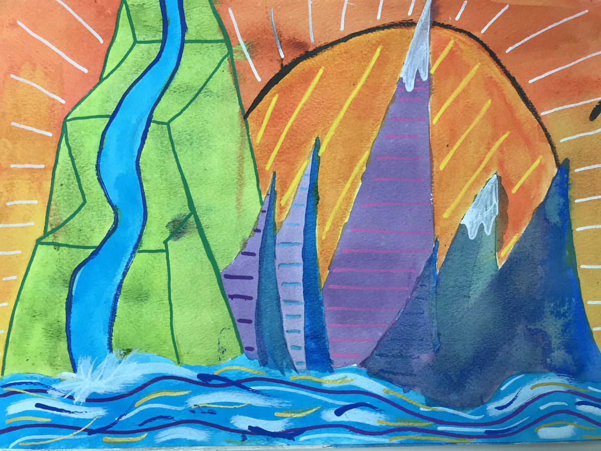 Y6 have completed their finished abstract landscapes inspired by the work of David Hockney. We used drawing ink and oil pastels on A3 watercolour paper then added detail with <a href="/poscauk/">POSCA UK</a> POSCA pens. <a href="/Artsmarkaward/">Artsmark</a> <a href="/NSEAD1/">NSEAD</a> @BridgeYorkshire