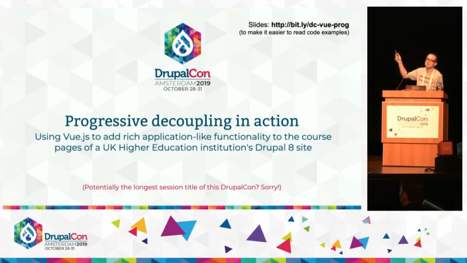 Video still with Phil at lecturn and the talk title on the slide. See http://bit.ly/dc-vue-prog