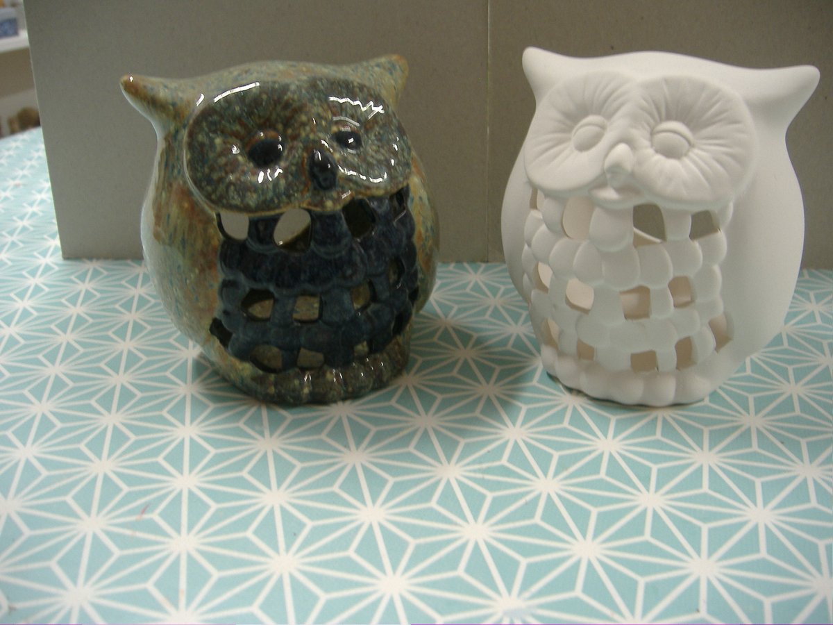 On Wednesday 5th February Ladies Morning,Ceramic Painting .Paint an Owl Lantern 10am-1pm £10 per person. If this interests you please book your space .
 Let your creativeness flow down your arm into your brush. Emma