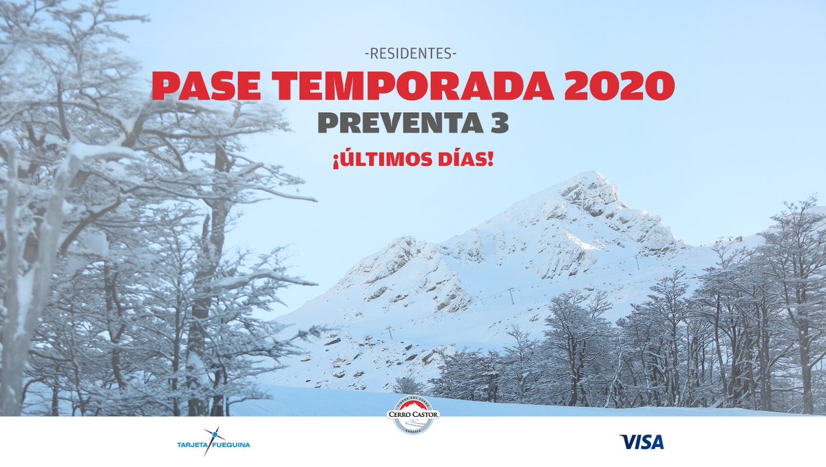 📢 ¡ÚLTIMOS DÍAS DE PREVENTA 3! Si sos residente de Tierra del Fuego, ¡tené tu pase para la temporada 2020! 👉 Tarifas y más información en cerrocastor.com
PH: @fotiar
#CerroCastor #Temporada2020