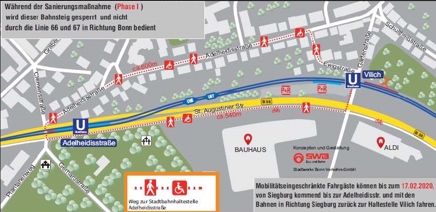 SWBBusundBahn's tweet photo. #Sanierung #BahnHaltestelleVilich #Linie66 #Linie67 - Start der Phase I - ab Freitag, 31. Januar: https://t.co/wOcU0BHmVr ea https://t.co/YOBtWe3I4s