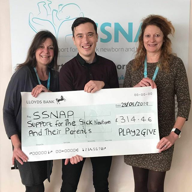 The lovely Andy from @play2give popped into the office today to drop off a cheque for us! Over Christmas their Sleigh2Give appeal also donated colouring books, puzzle books, earphones and more from the SSNAP wishlist. Play2Give raised £14,500 in 2018 for… ift.tt/38DnGC6