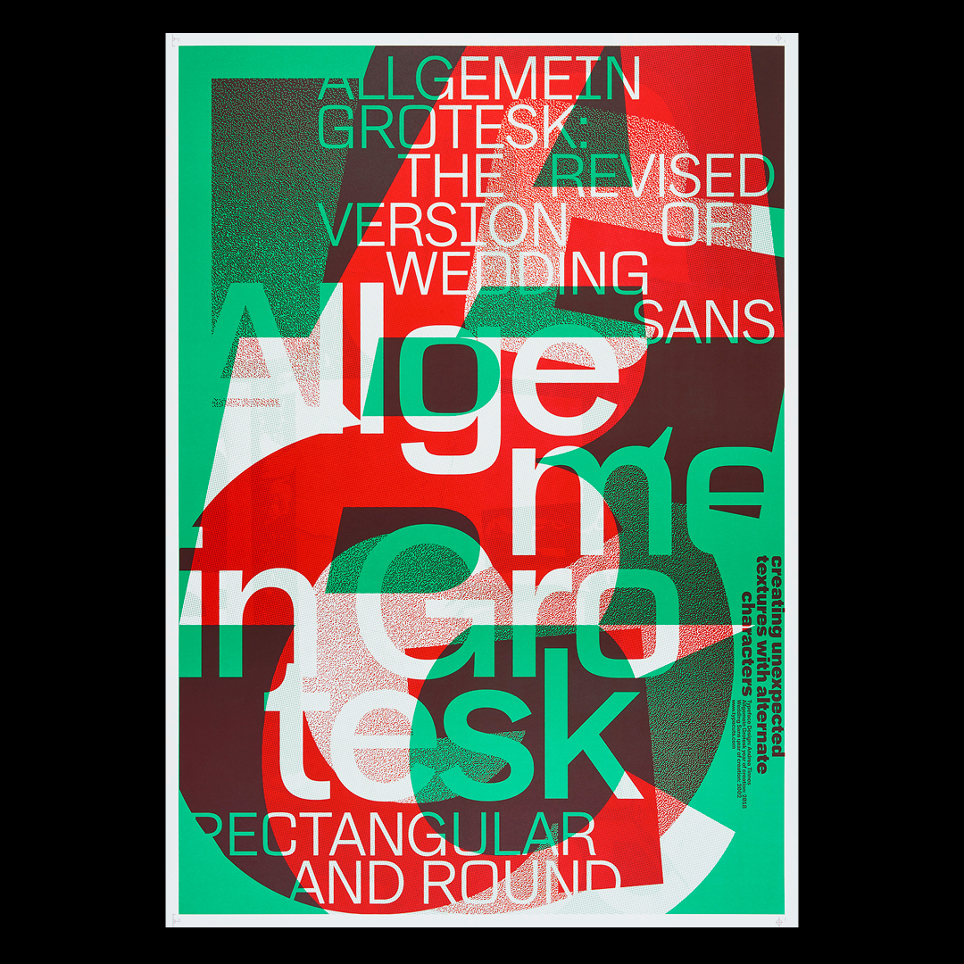 typotable's tweet photo. Allgemein Grotesk in use — Farbenfrohe Poster von Andrea Tinnes für ihre Ausstellung »Library of Shapes, Texts and Structures«. Nur noch zwei Tage bis zum TT №4. https://t.co/gLNzvsUmTN