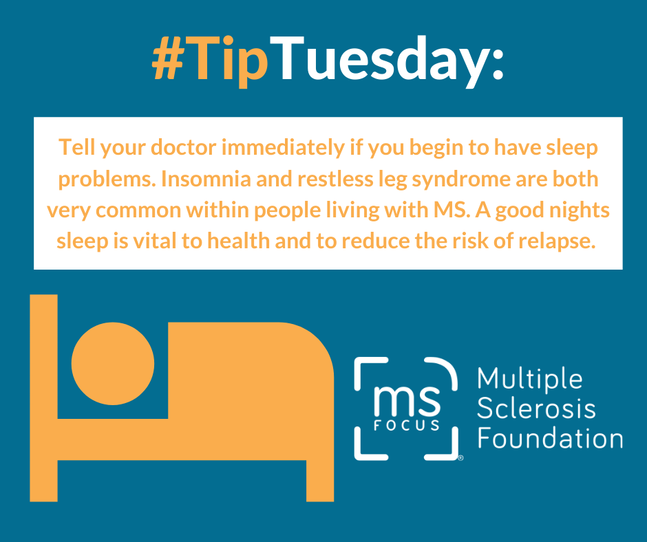 MS_Focus's tweet photo. #TipTuesday ALERT! Take control of your #health and tell your #doctor if you are having #sleep disturbances related to your #MS.

#Tellyourdoctor #insomnia #MS #multiplesclerosis #healthy #Awareness https://t.co/4eEngaNeSo