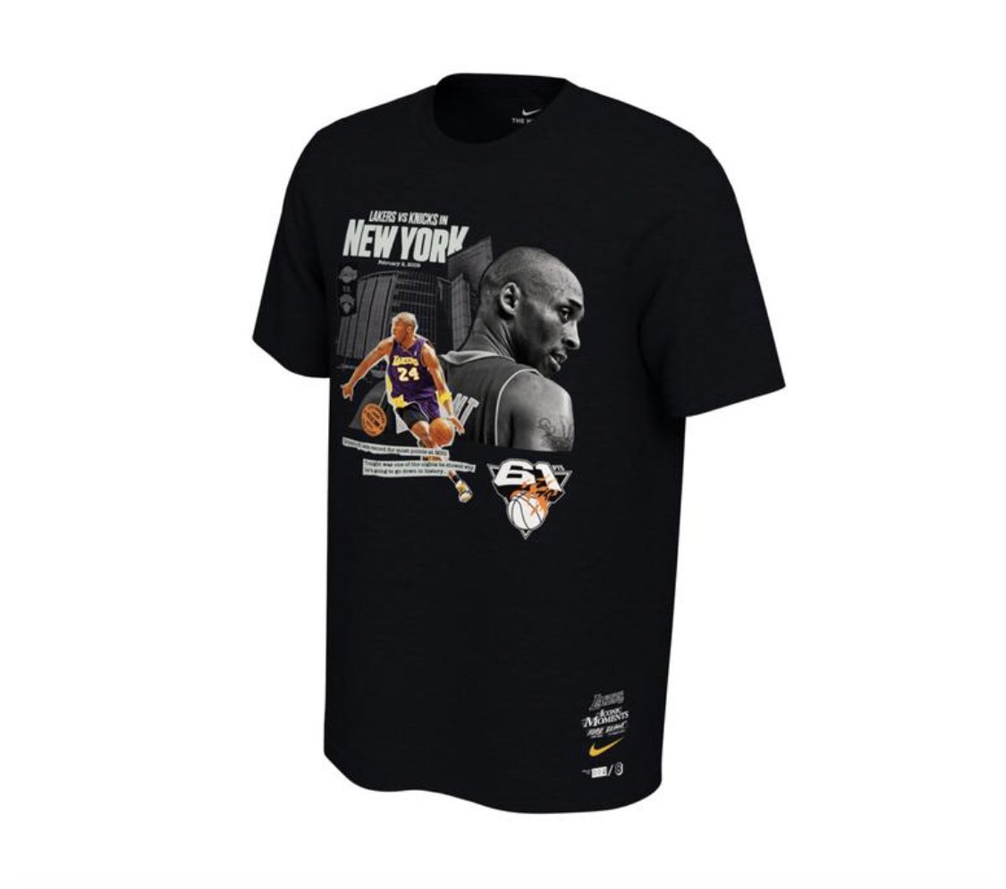 nike men's kobe bryant la lakers iconic moments 81 points tee