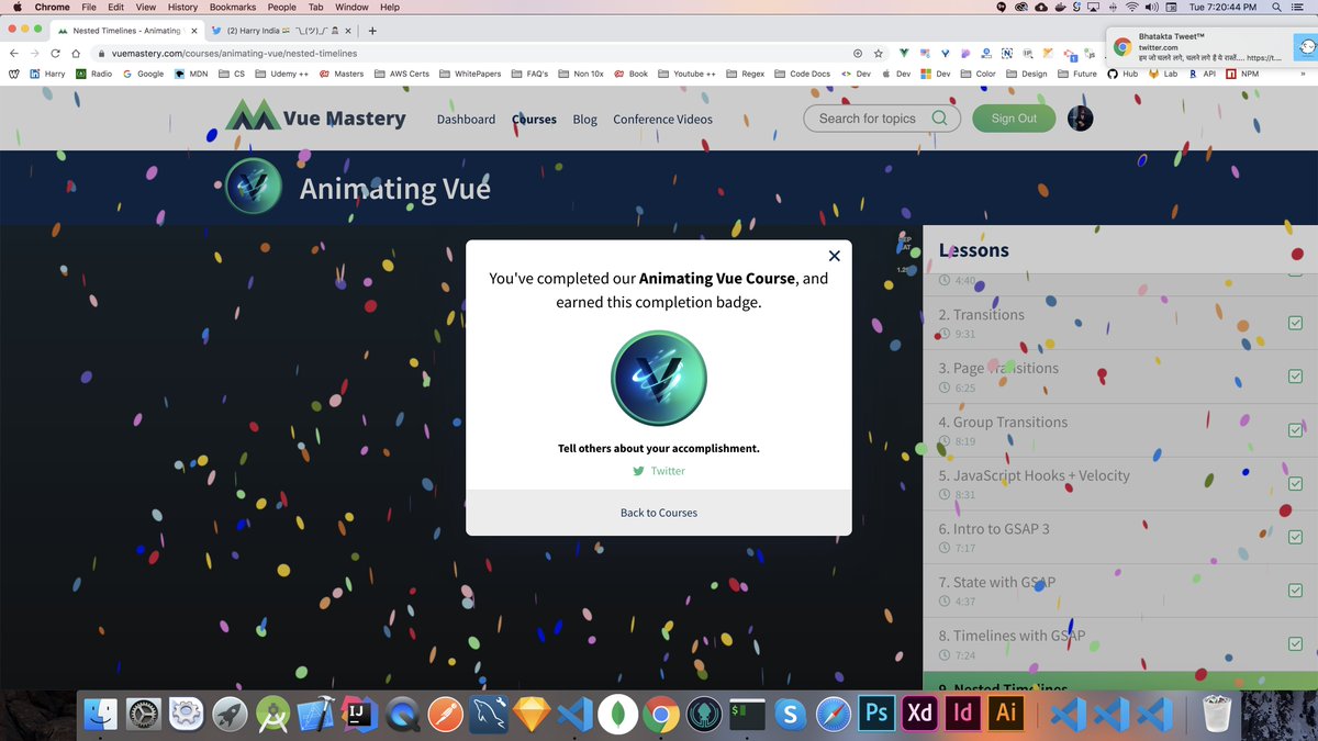 HarmanManchanda's tweet image. I&apos;ve completed the Animating Vue course on @VueMastery, the ultimate resource for @VueJS developers💪
Animation Libraries: #Velocityjs &amp;amp; #GreenSock #GSAP

🇮🇳🙏🇮🇳 🙏 🇮🇳🙏🇮🇳 🙏 🇮🇳

#JavaScript #TypeScript #Reactivity #Vue #vuejs #Vuex #React #reactjs #100DaysofCode #webdevelopment