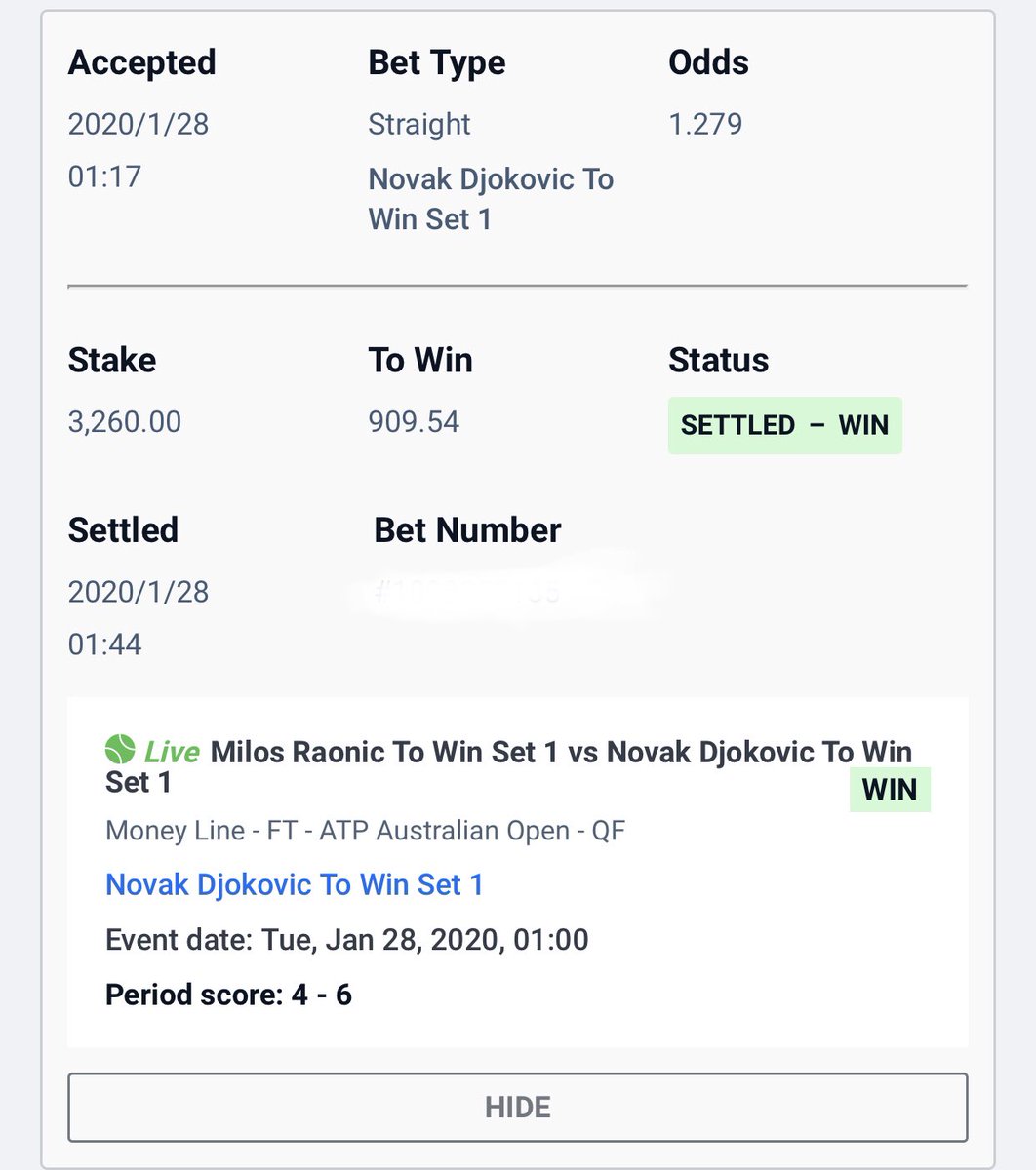 The_Bizzle23's tweet image. Thanks Djokovic #StraightSets 

#AusOpen #AustralianOpen2020 
#GamblingTwitter #sportsbetting