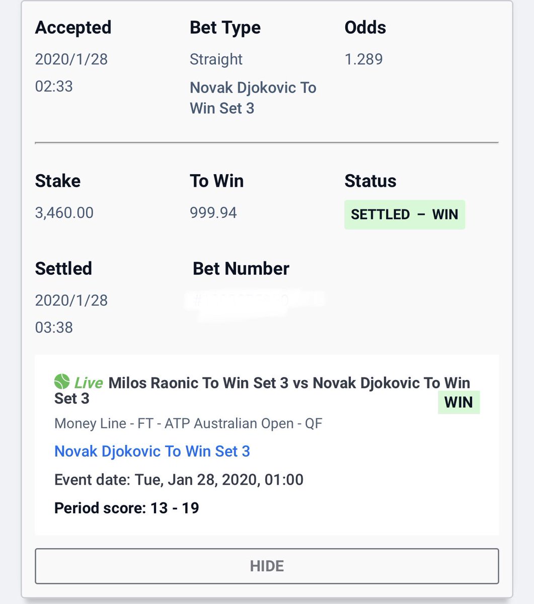 The_Bizzle23's tweet image. Thanks Djokovic #StraightSets 

#AusOpen #AustralianOpen2020 
#GamblingTwitter #sportsbetting