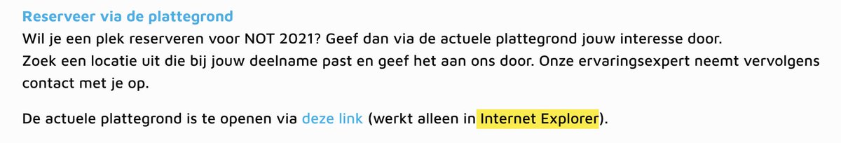 pjsmits's tweet photo. Hallo @notbeurs, het is 2020, volgend jaar 2021, jaren nadat de meeste serieuze partijen de ondersteuning voor IE11 hebben gestopt. Hoe combineer je een beurs over moderne technologie en innovatie met antieke browsers? Je sluit nu mensen uit. #tijdvoorupdates https://t.co/Pc8TgAi2cJ