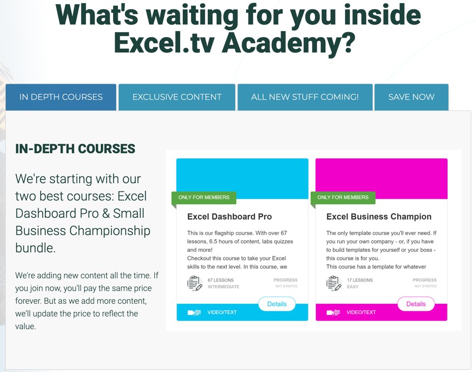 Excel TV Members-Only Site now available

excel.tv/excel-tv-acade…

Our community is the number one place to get access to #Excel experts like Jordan. Right now, community members will receive instant access to our core products - Excel Dashboards Pro and Excel Business Champion.