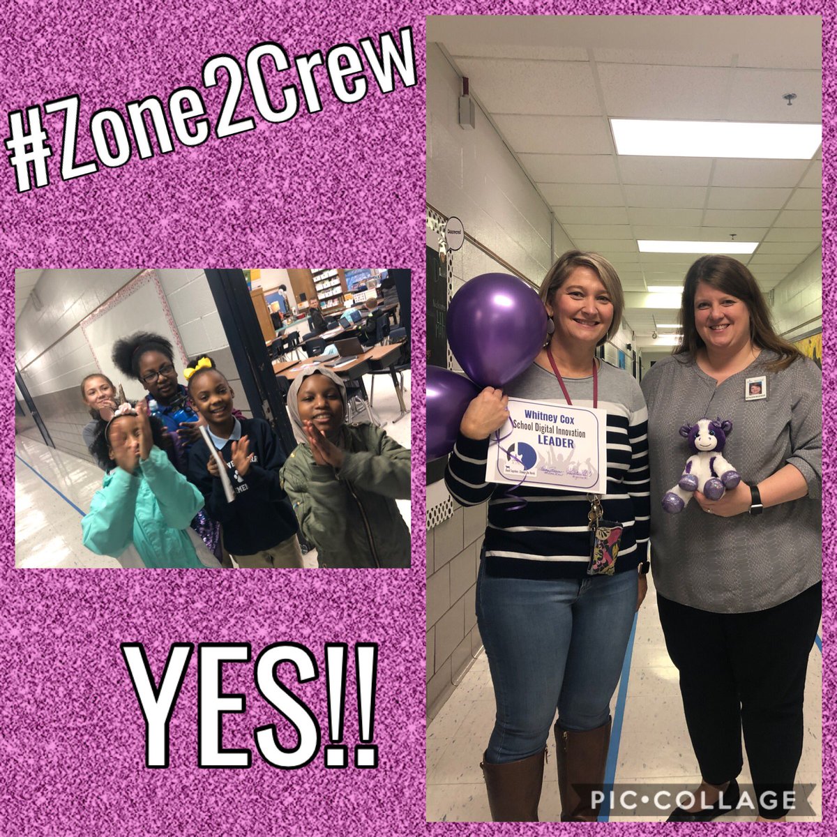 kreceveur's tweet image. This @es_maupin #PurpleCow had a herd of excited students cheering her on this morning!! 🥰🎉Congratulations, Whitney Cox on being your School Digital Innovation Leader! 💜 #jcpsit3 @AHosch_Educate
