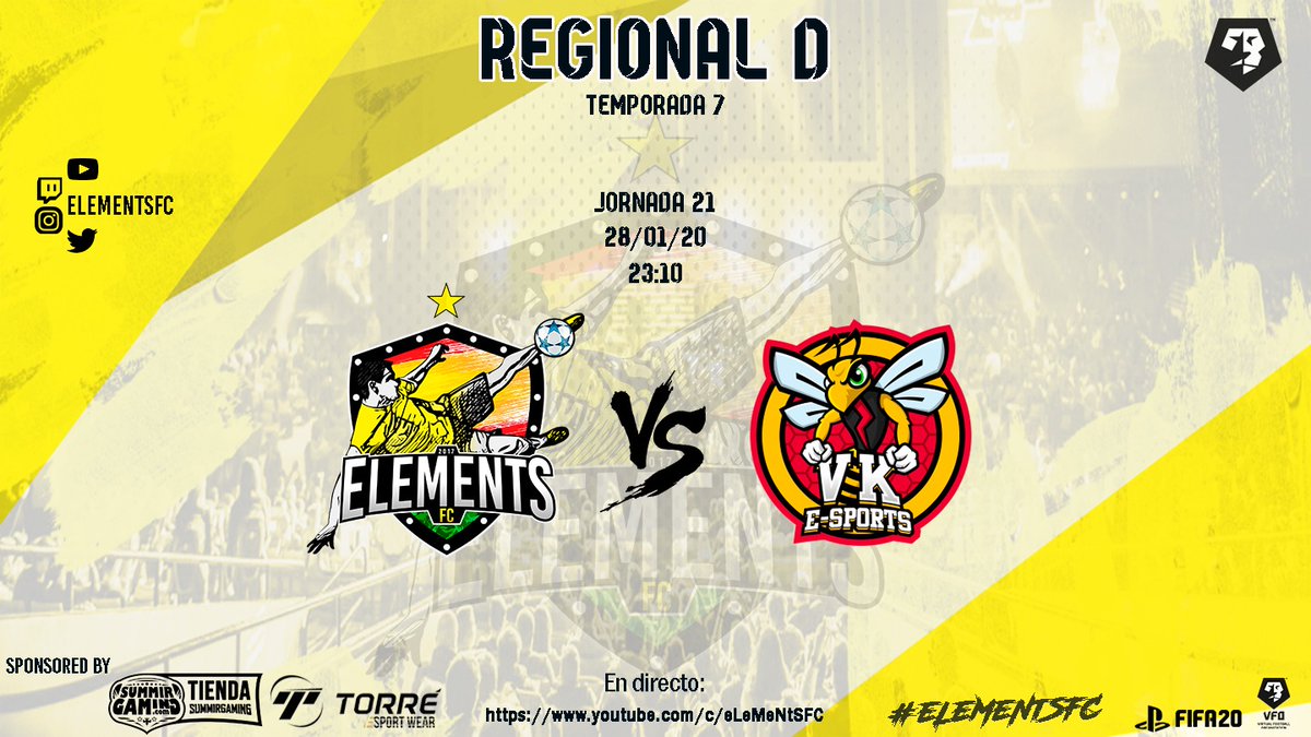 espirituganador's tweet photo. Liga @VFOspain_ps 🏆#REGIONALD
#TEMPORADA7 #VFO

|Jornada 21| ⏰23:10

@eLeMeNtSFC_ vs @VK_eSports_

Buscaremos la victoria para seguir subiendo posiciones en la tabla💪🔝
6 finales🔥

Sponsored by 
@SummirGaming &amp; @torrewear

#eLeMeNtSFC 💛
#Fifa20 #PS4
#ClubesPro
#Roadto1a 🔥 https://t.co/Ch8giHXNeb