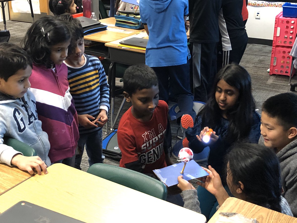 mhearns_class's tweet image. 5th grade teaching k about day and night! #fisdelemsci @RiddleElem @mcleodl @JEFlemmer