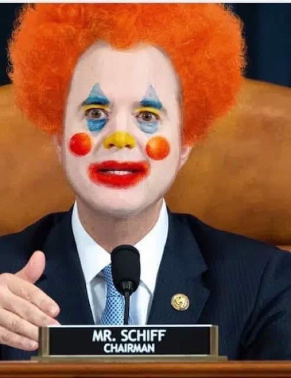 Dotratt's tweet photo. @RepAdamSchiff What a clown you are. #ShiffShow #ShamImpeachment https://t.co/ycp4ryChnq