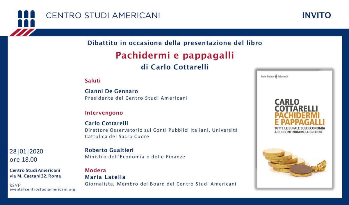 Anche sul fronte dell'economia si spacciano bufale. Come scoprirle? Parliamo anche di questo, notizie false, vecchie e nuove, oggi al <a href="/centrostudiusa/">CentroStudiAmericani</a> con il ministro #Gualtieri e <a href="/CottarelliCPI/">Carlo Cottarelli</a> <a href="/gualtierieurope/">Roberto Gualtieri</a> <a href="/MEF_GOV/">MEF</a>