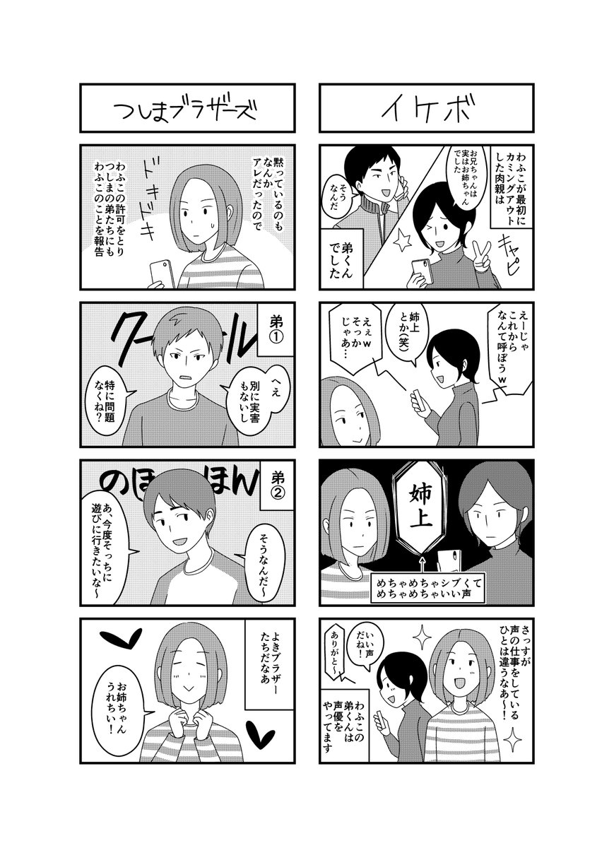 「夫は実は女性でした」の四作目を描きました。
#コミックエッセイ #LGBT #四コマ漫画 