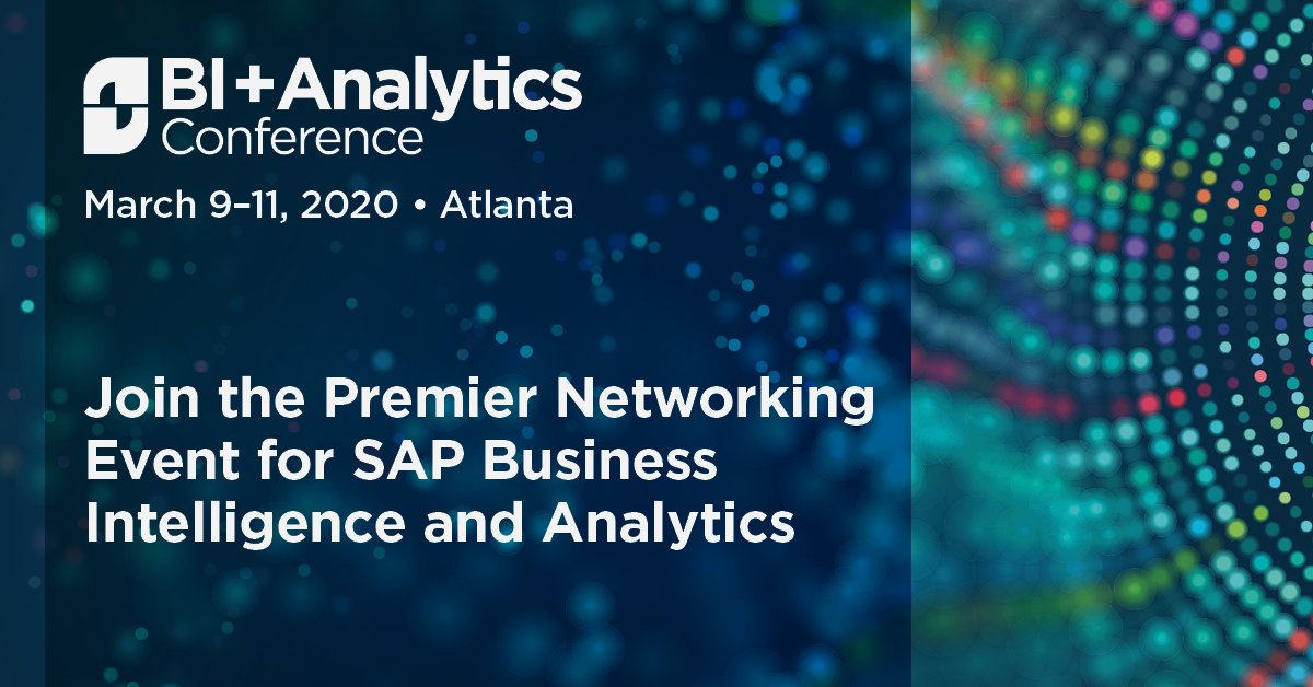 The <a href="/BIAconference/">BI+Analytics</a> is North America’s premier networking event for <a href="/SAP/">SAP</a> customers in business intelligence and #analytics. Save $100 you’re your conference registration with code CIOR100.
👉 bit.ly/2t2gfBw
#BIAconf #ASUG #SAPAnalytics #Atlanta