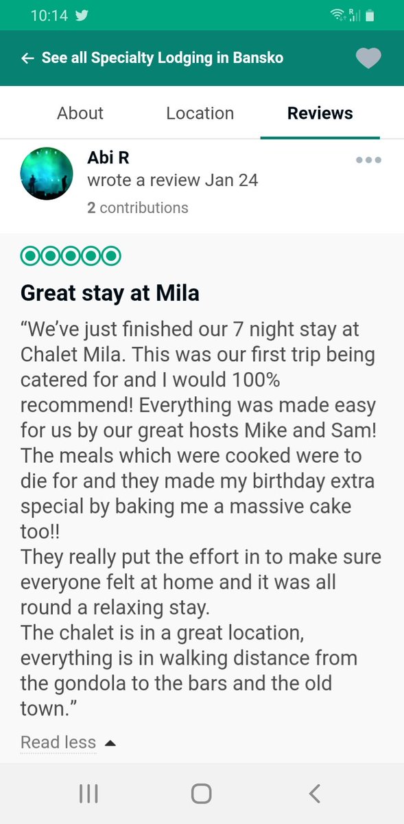TotalChalets's tweet photo. Thank you Abi for the fab review of #chaletmila #totalchalets #cateredskichalet #banskoskiresort https://t.co/igZgrG3F9Q