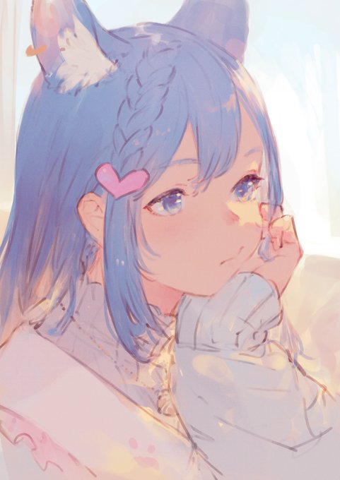 「blue hair white sweater」 illustration images(Latest)｜12pages