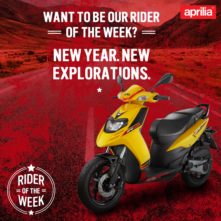 ApriliaIndia's tweet photo. With those resolutions, we are sure that a travel list is also in place. Send us pictures of your New Year travel and stand a chance to be our ‘Rider Of The Week’. #bearacer #RiderOfTheWeek #ApriliaIndia https://t.co/mhPUbkSNG4