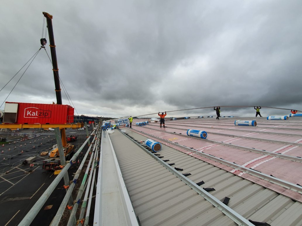 And we’re off Kalzip site production in full swing  75 metre Kalzip sheets #rollformingfromacrane #teamkal #bestpractise