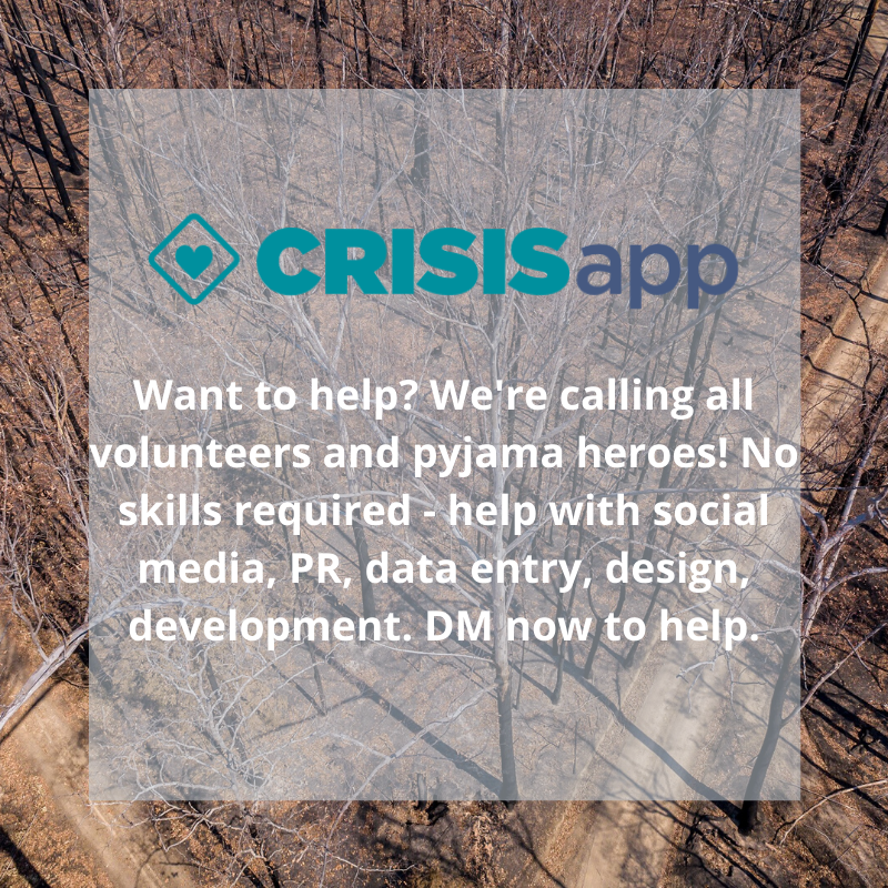 thecrisisapp's tweet photo. "Not all heroes wear capes" - Crisis App is calling all volunteers! No skills required. DM for more information.

#TheCrisisApp #BushfireDirectory #AustralianBushfires #AustralianFires #Volunteers #crowdsourcing https://t.co/wNrfRsHd8Q