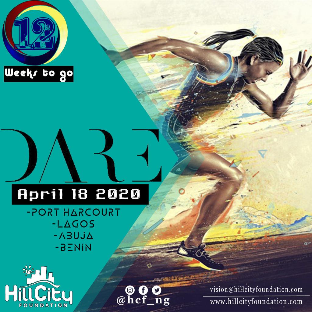 HCF_NG's tweet photo. It is not because things are difficult that we do not dare, it is because we do not dare that they are difficult.
#Dare #12weekstogo #HillcityFoundation #ESPawards #Lagos #Abuja #Benin #PortHarcourt https://t.co/12QnKXgA4A
