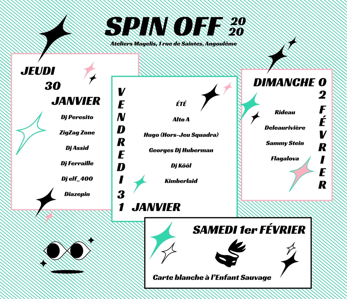 SPIN_OFFF's tweet photo. Et voici la programmation musicale 👀
Visuel @thenervousfish https://t.co/Q3YNU42kEA