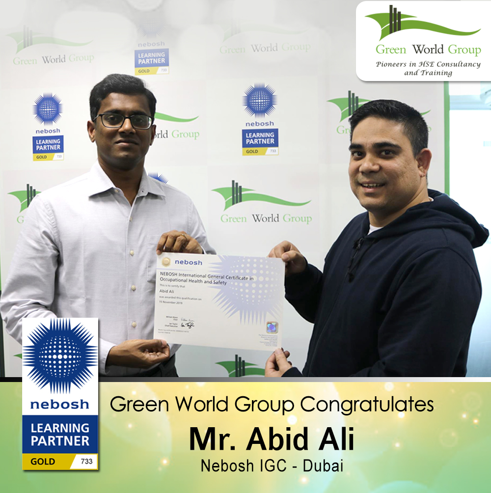 greenwgroup's tweet photo. #GreenWorldGroup Congratulates Mr. Abid Ali for successful Completing & Achieving #NEBOSHIGC Certification, and wishes him a successful #healthandsafety Career & Future Endeavour!
#neboshcertification #safetycourse #dubai #abudhabi
Visit Us:
https://t.co/jaUzUSfHMb https://t.co/f6tz6aeY4w